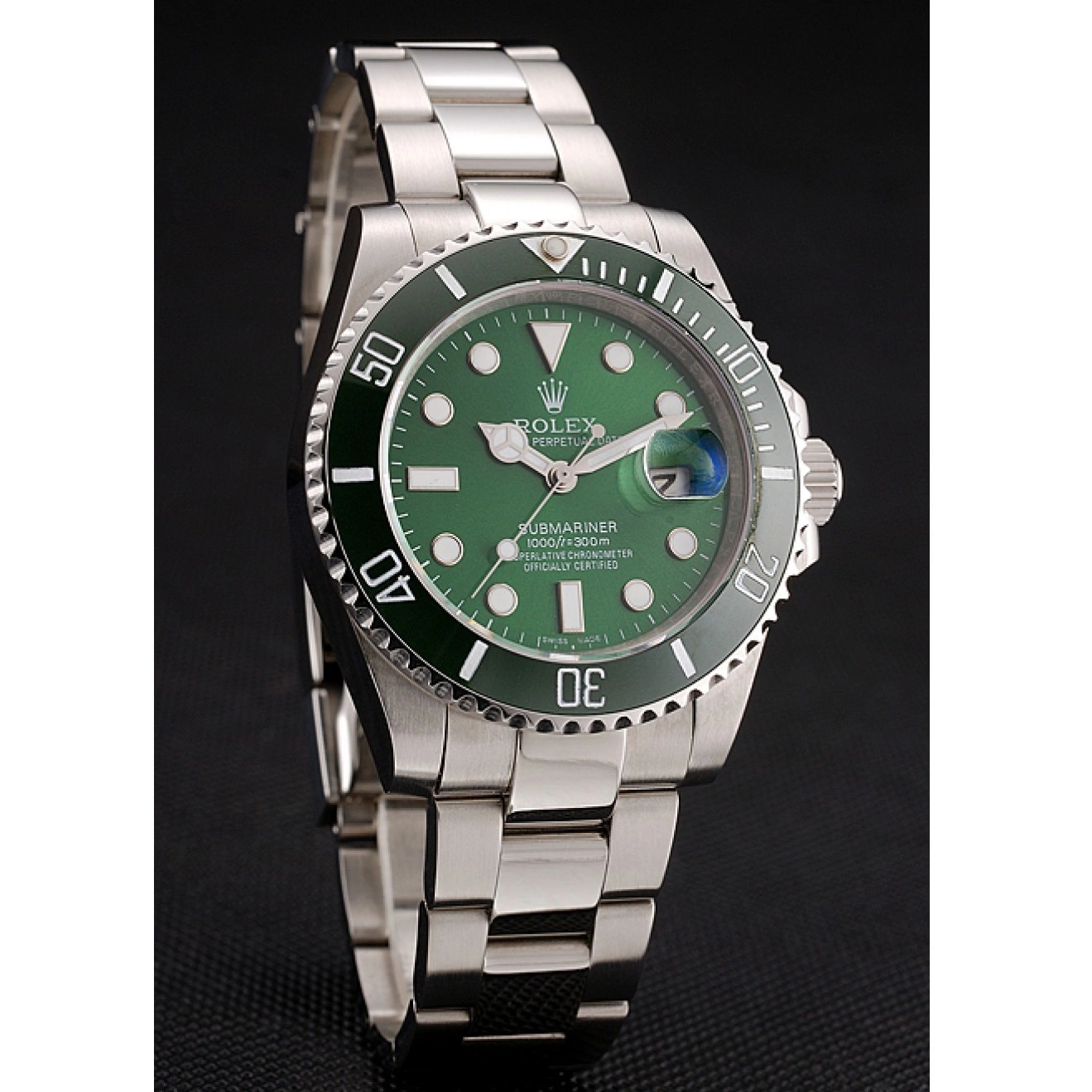 AAA Replica Watches Rolex 1454069 Green Dial Stainless Steel Bracelet Submariner 0707